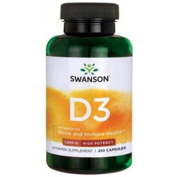 KAPSLID  VIT D-3 HIGH POT 1,000IU (25MCG) 250 SWANSON