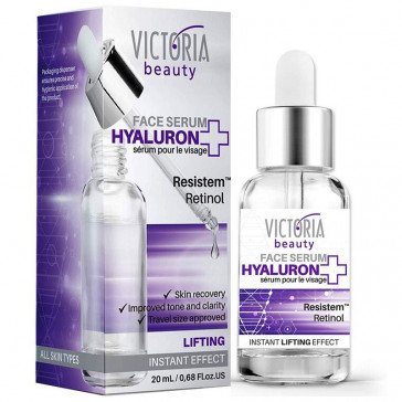 "Victoria Beauty" Hyaluron+ Tõstev näoseerum hüaluroonhappe, retinooli ja taimsete tüvirakkudega, 20 ml 