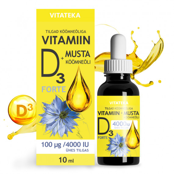 Vitamin D3 mustköömneõli 10ml 4000IU  Vitateka