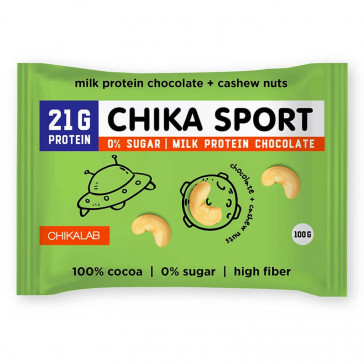 CHIKASPORT "CHIKALAB" Piimavalge šokolaadiproteiin kašupähklitega, 100 g