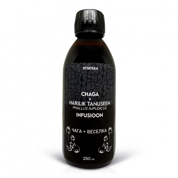 "BEFUX" zemestauku sulaar cagas uzlejumu ( CHAGA+Harilik tanuseen/Phallus impudicus ), INFUSIOON, 250 ml "BEFUX" zemestauku sulaar cagas uzlejumu ( CHAGA+Harilik tanuseen/Phallus impudicus ), INFUSIOON, 250 ml