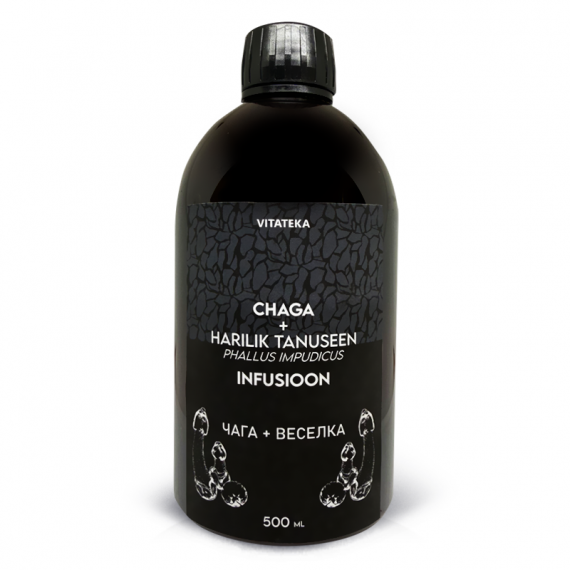 "BEFUX" zemestauku sulaar cagas uzlejumu ( CHAGA+Harilik tanuseen/Phallus impudicus ), INFUSIOON, 500 ml "BEFUX" zemestauku sulaar cagas uzlejumu ( CHAGA+Harilik tanuseen/Phallus impudicus ), INFUSIOON, 500 ml