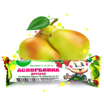 TABLETS FOR CHILDREN WITH ASCORBIC ACID PEAR N10 - FARM GROUP (grusha)( груша)