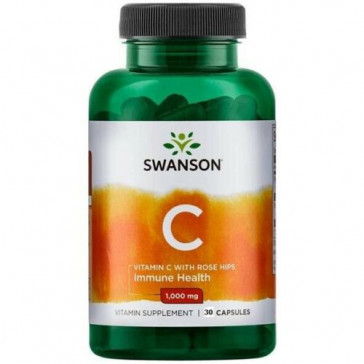 C-VITAMINAS + ROŽIŲ BŪNŲ KAPSULES N30 1000MG - SWANSON (C-vitaminas su erškėtuogėmis)