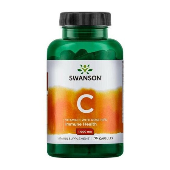 C-VITAMIN + ROSE HIPS CAPSULES N30 1000MG - SWANSON (C-Vitamin with Rose Hips)