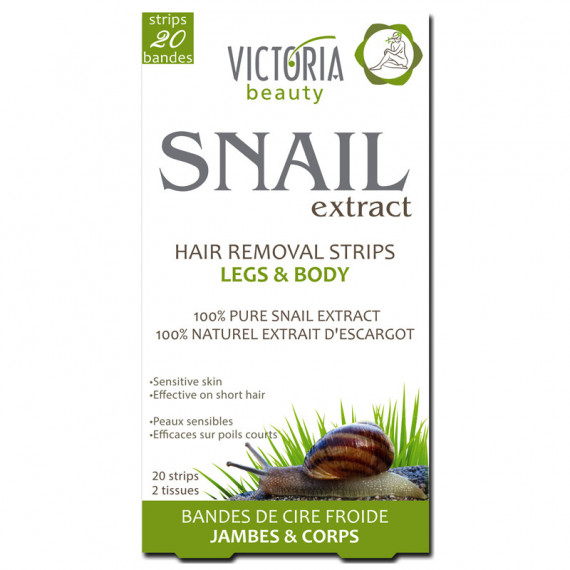 WAX STRIPS FOR BODY AND FEET WITH SNAIL EXTRACT 20 PCS + 2 САЛФЕТКИ VICTORIA BEAUTY