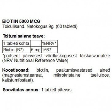 FITS Biotīns 5000 mcg 60 gab.
