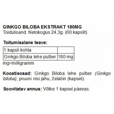 FITS Ginkgo Biloba extract capsules 180mg 30pcs