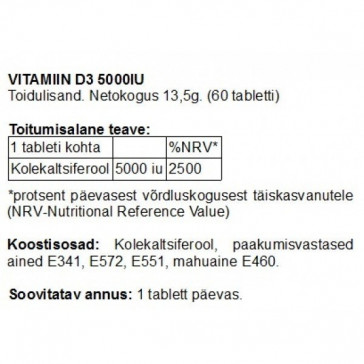 TINKA vitaminas D3 5000ui №60