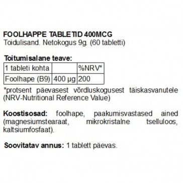 FITS Foolhappe 400mcg tabletid 60 tk 