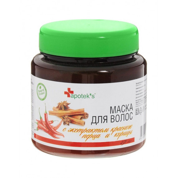 HAIR MASK WITH RED PEPPER AND CINNAMON EXTRACT 250 ML MIRROLLA (red pepper+cinnamon)