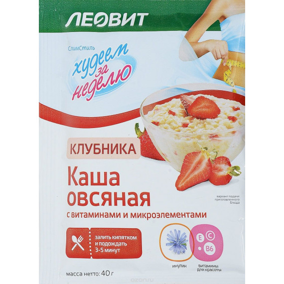 Kaerahelbepuder maasikaga 40 g - Leovit( с клубникой)(s klubnikoi)