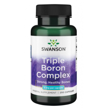 TRIJŲ BORO KOMPLEKSŲ KAPSULES 3 mg N250 - SWANSON (trigubas boro kompleksas)