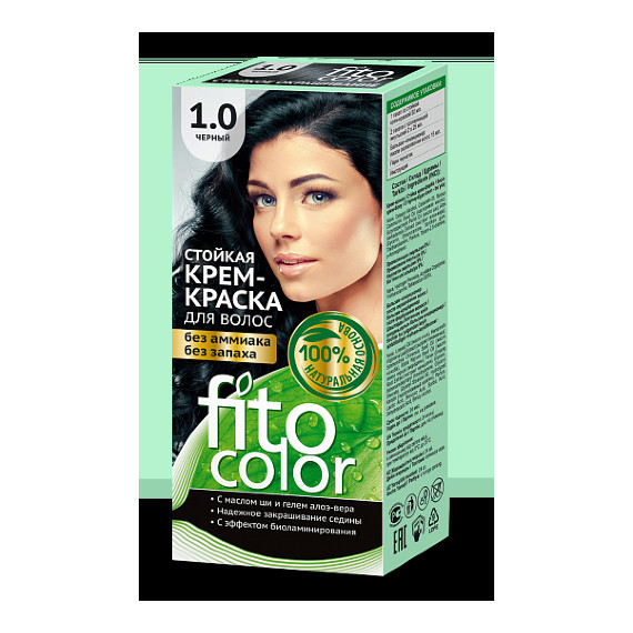 Plaukų spalvos kremas 1.0 Black - FitoColor