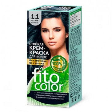 Cream color for hair 1.1 Black - FitoColor