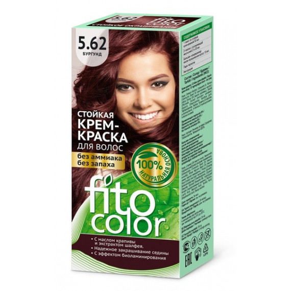 Cream color for hair 5.62 Burgundy red - Fitocolor