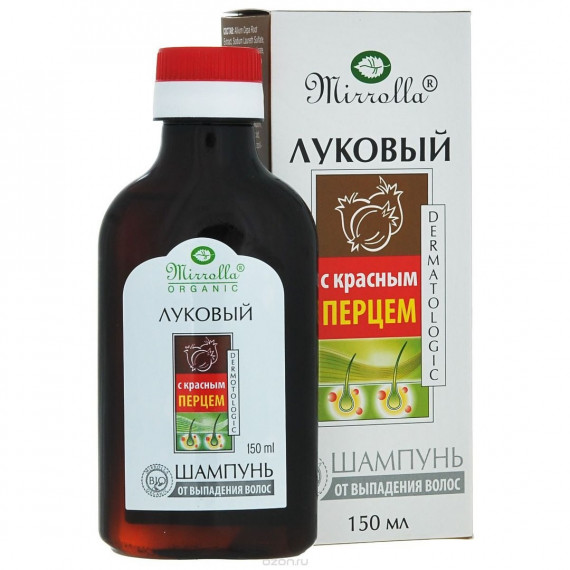 Sīpolu šampūns ar sarkano piparu ekstraktu 150 ml - Mirrolla (sīpols + sarkanie pipari)