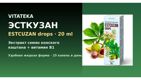 ESTCUZAN tilgad VITATEKA — hobukastani seemnete ekstrakt ja vitamiin B1, 20 ml