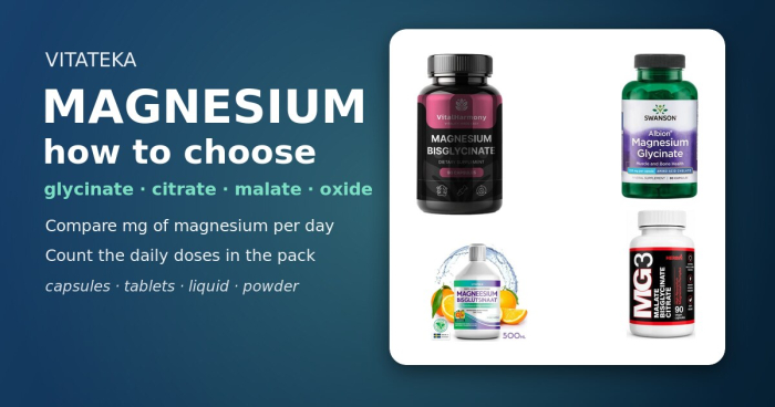Magnesium supplements: capsules, tablets and liquid magnesium