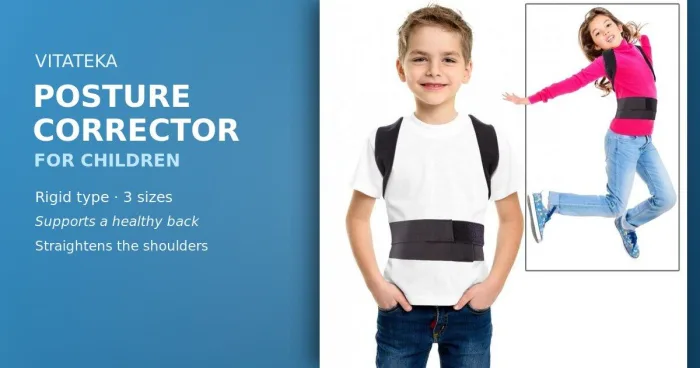 Child wearing a VITATEKA children's posture corrector
