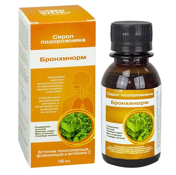 BRONHINORM TEELEHESIIRUP 100ML GREEN SIDE 
