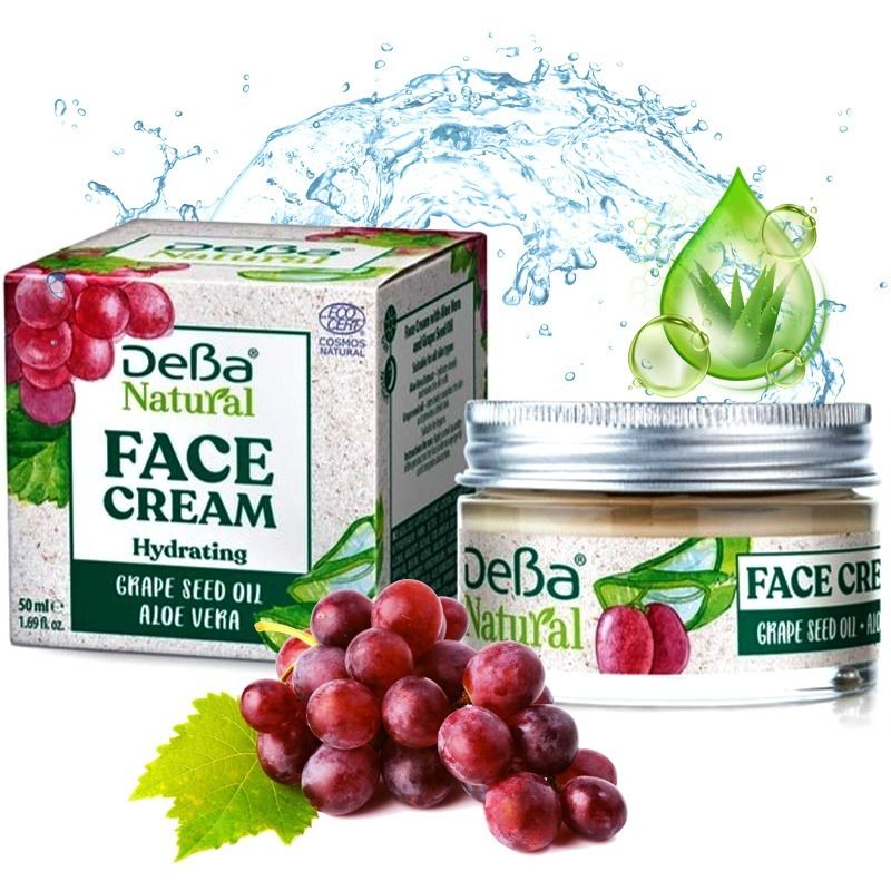 NIISUTAV NÄOKREEM DEBA NATURAL - VIINAMARJASEEMNEÕLI & ALOE VERA 50 ML.