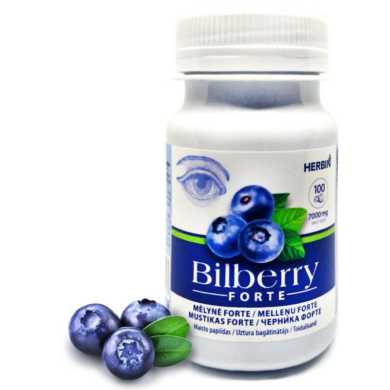"HERBIN" Toidulisand Bilberry Forte (Mustikas Forte) tabletid 100 tk.