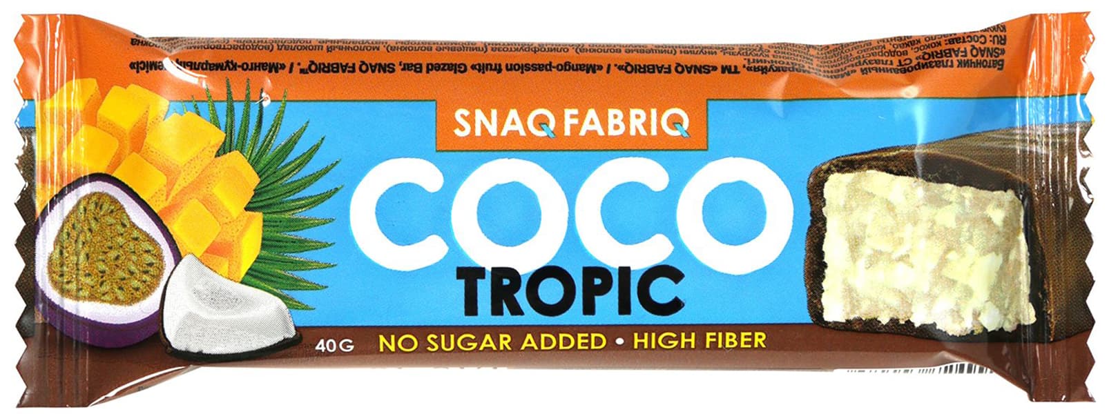 Glasuuritud batoon "Tropic", Mango-passion Fruit, 40 g - Snaq Fabriq
