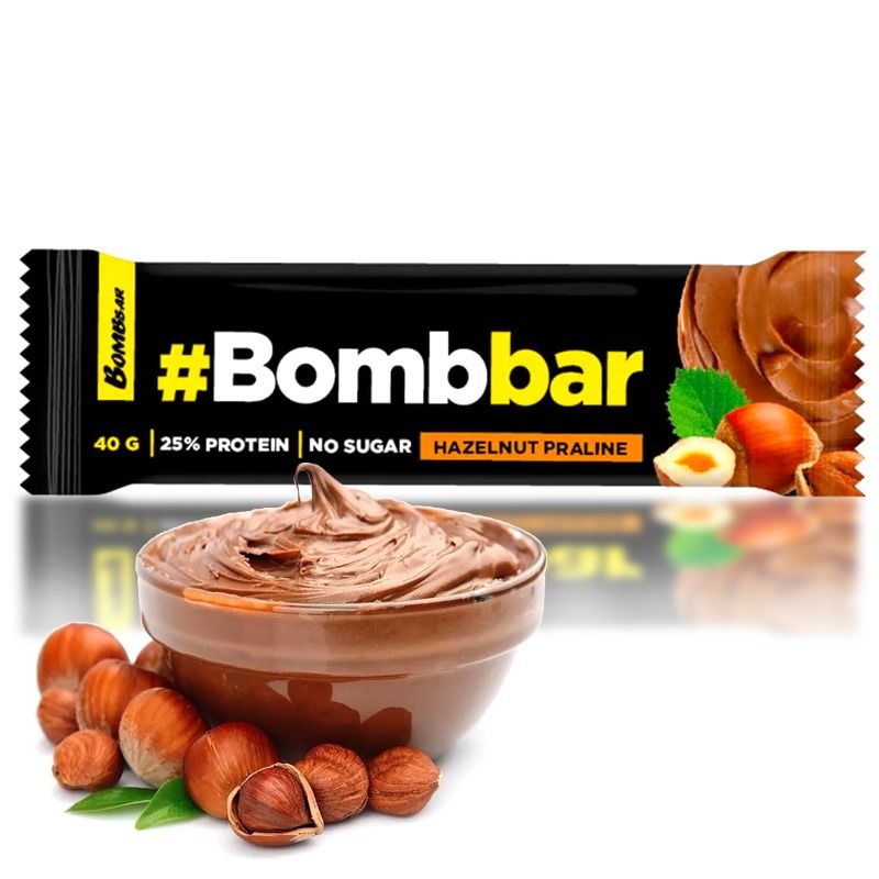BOMBBAR šokolaadiga kaetud valgubatoon Sarapuupähkel Praline 40 gr