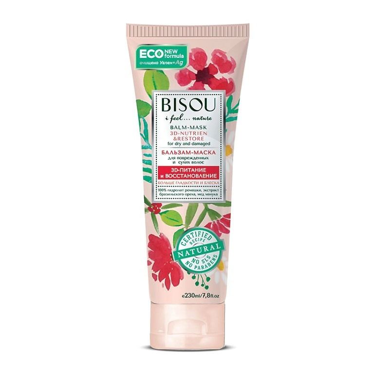 BISOU PALSAM-MASK KAHJUSTATUD JA KUIVADELE JUUSTELE 3D-TOITEV JA TAASTAV 230ML