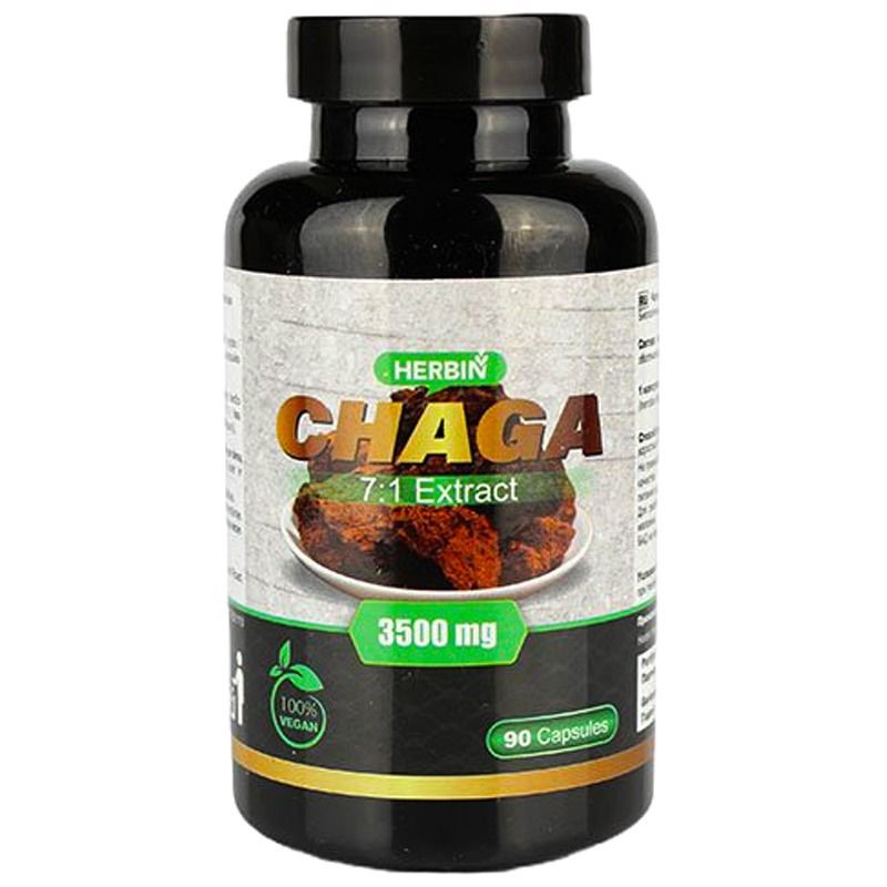 "HERBIN" Toidulisand CHAGA EXTRACT 7:1, KAPSLID 90 TK.