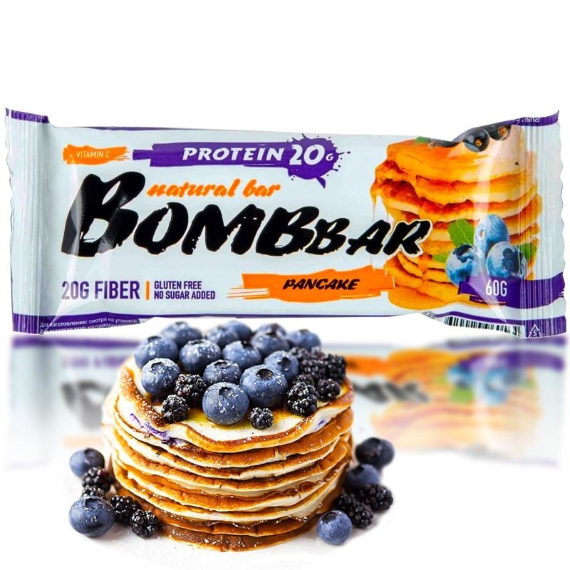 "BOMBBAR" PROTEIINIBATOON "MUSTIKA-MUSTSÕSTRA PANNKOOK", 60 g
