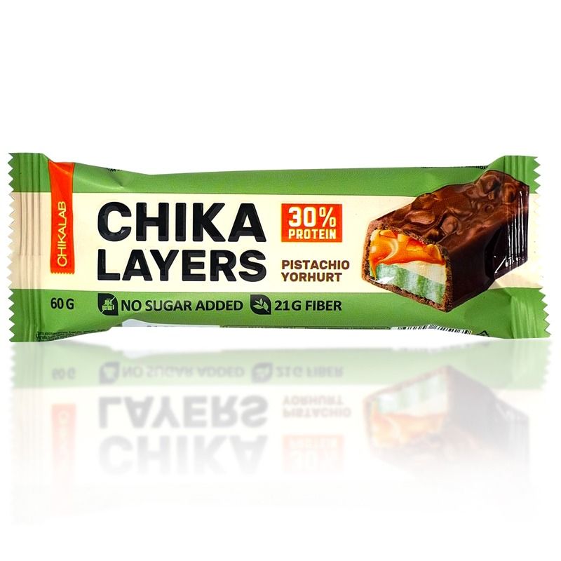 "CHIKALAB" CHIKA LAYERS proteiinibatoon šokolaadi ja pistaatsia jogurtiga, 60 g