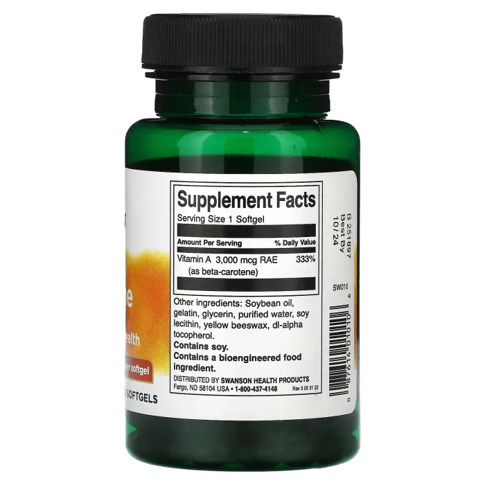 "SWANSON" Beetakaroteen (vitamin A) kapslid N250