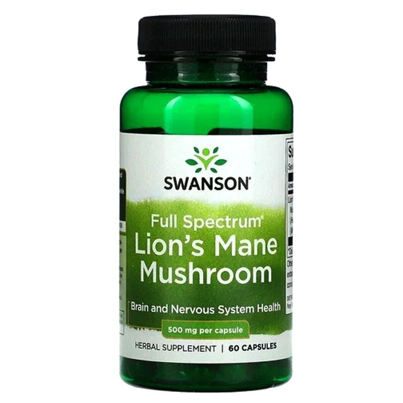 "SWANSON" TOIDULISAND LION'S MANE MUSHROOM 500 mg, KAPSLID  60 TK 