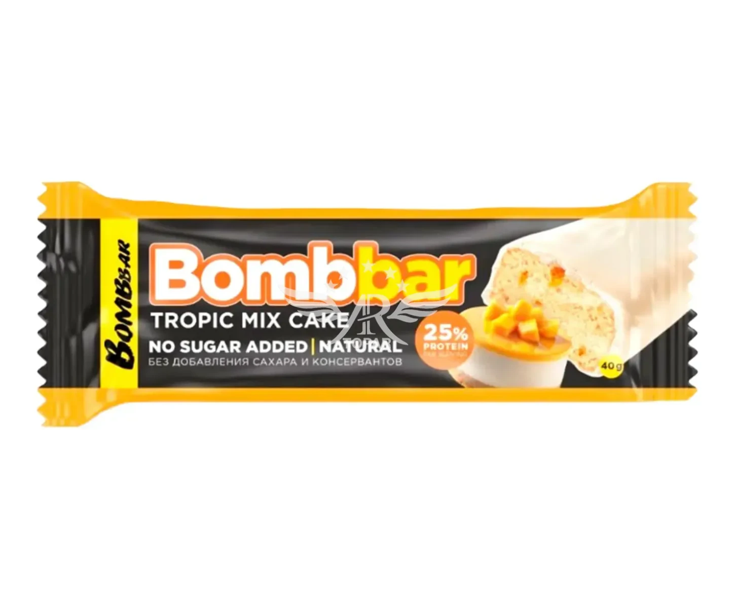 Kuorrutettu proteiinipatukka "Trooppinen kakku", 40 g - BOMBBAR