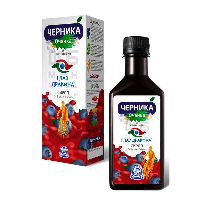 "DR.SHUSTER" Mustika-, silmarohu- ja ženšennisiirup, 250 ml