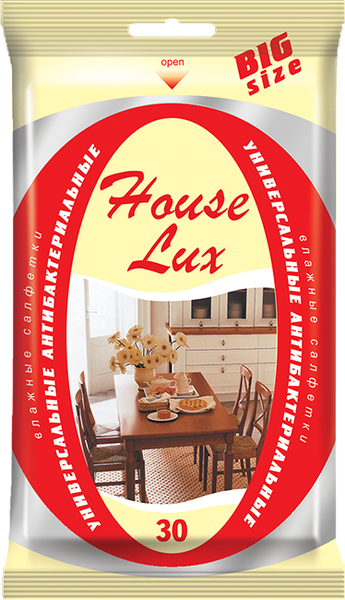 "House Lux" niisked puhastuslapid universaalsed, antibakteriaalsed, 30 tk.
