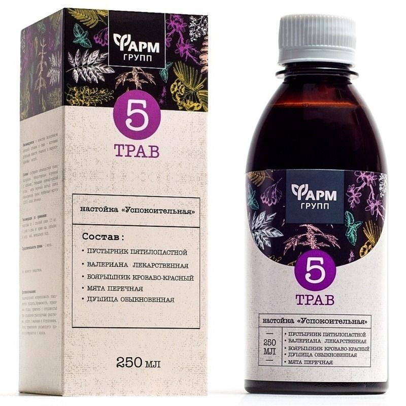 5 ÜRTI RAHUSTAV TINKTUUR 250ML - FARMGRUPP 