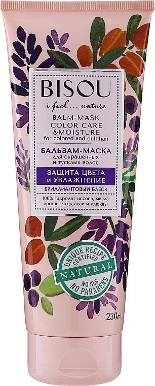 BISOU PALSAM-MASK VÄRVITUD JA TUHMIDELE JUUSTELE VÄRVE KAITSE JA NIISUTAMINE 230ML