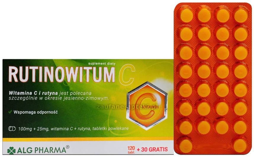 TABLETID RUTINOWITUM ja C vitamiin N150 ALG PHARMA  