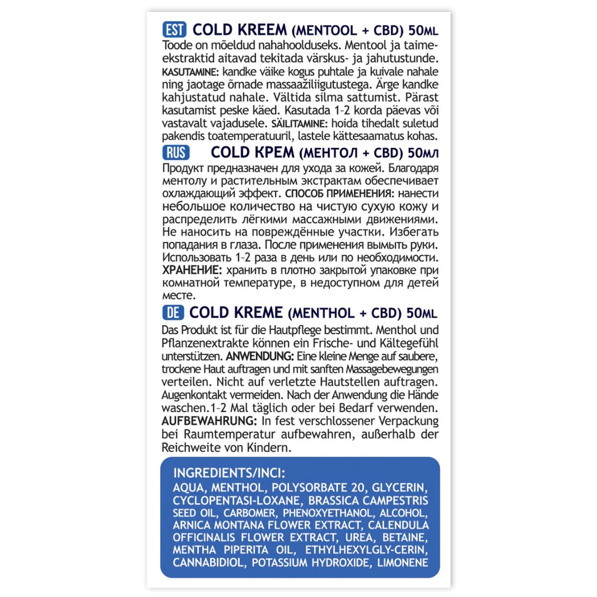 "VITATEKA" COLD  kreem 50 ml