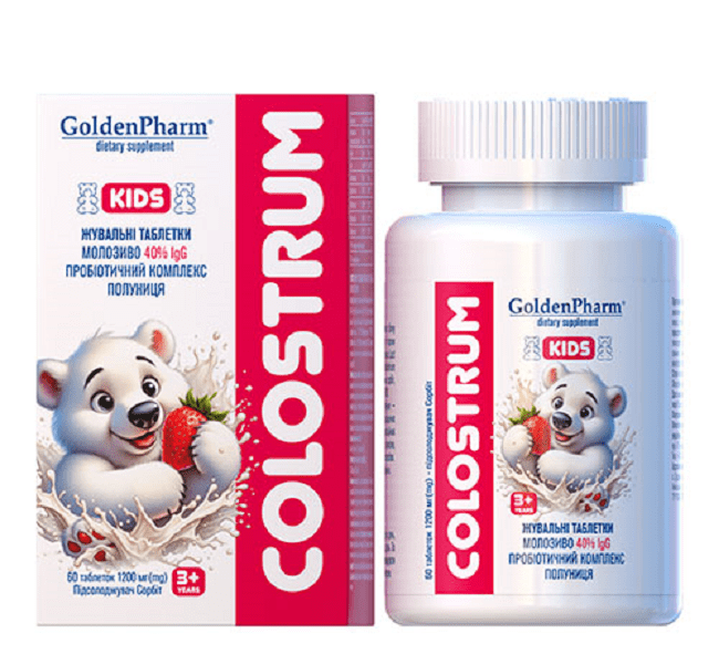 "GOLDEN PHARM" Colostrum (ternespiim) maasikaga lastele tabletid, N60