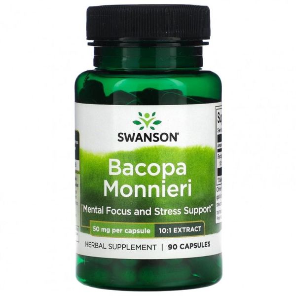 "SWANSON" TOIDULISAND BACOPA MONNIERI 10:1 50 mg, KAPSLID 90 tk.