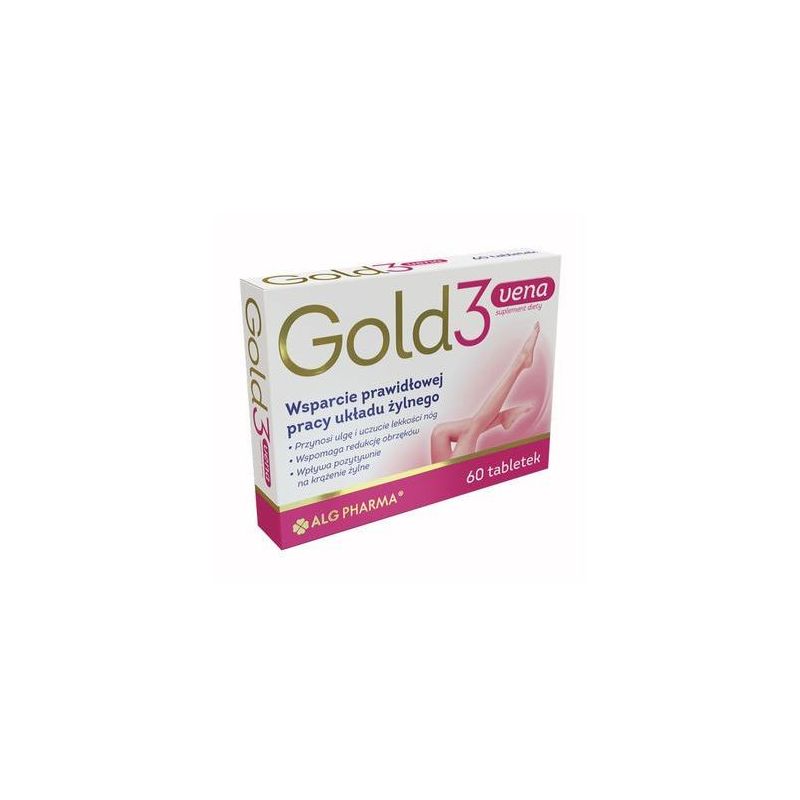 Veensüsteemi toetavad koostisosadega tabletid 'GOLD3VENA' 530 mg 60 tk - AlgPharma