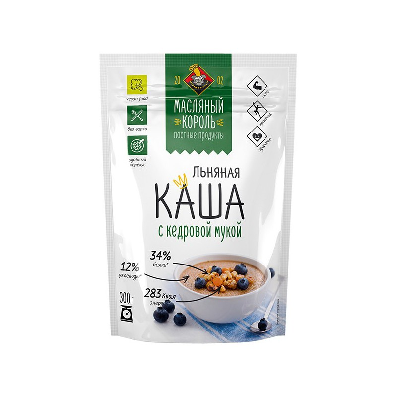 Linaseemnepuder seedri 300g     Masljanyi Korol ( kasha lnanaja s kedrovojmukoi )