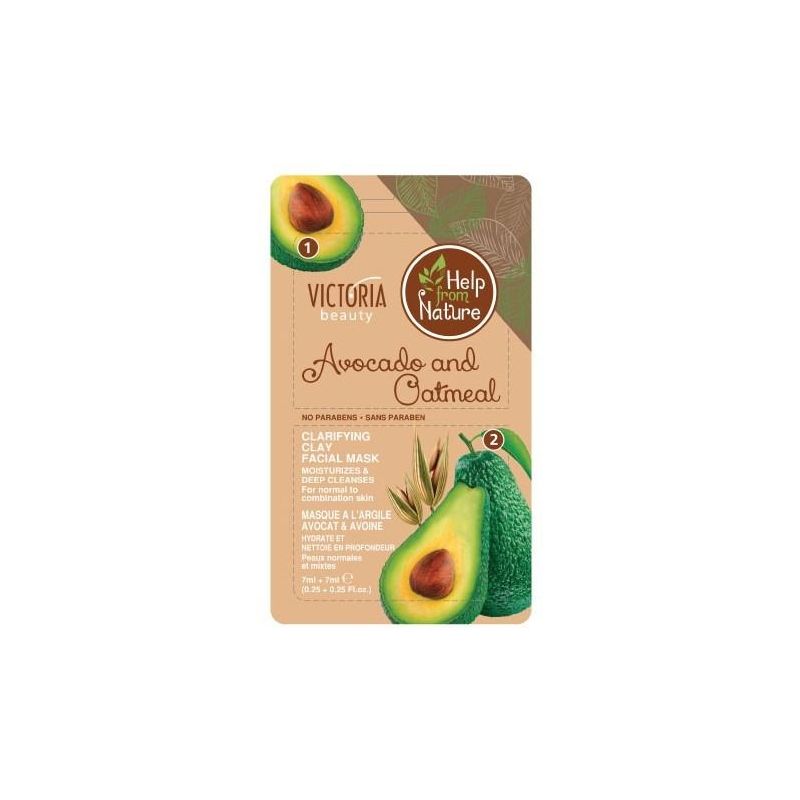 NÄOMASK PUHASTAV SAVI, AVOKAADO JA KAERAHELVESTEGA  2*7 ML VICTORIA BEAUTY