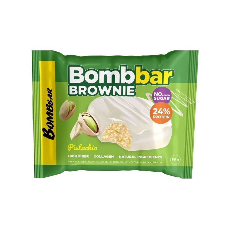 Протеиновый батончик ( печенье) "Брауни с фисташкой", 50 г - BOMBBAR 