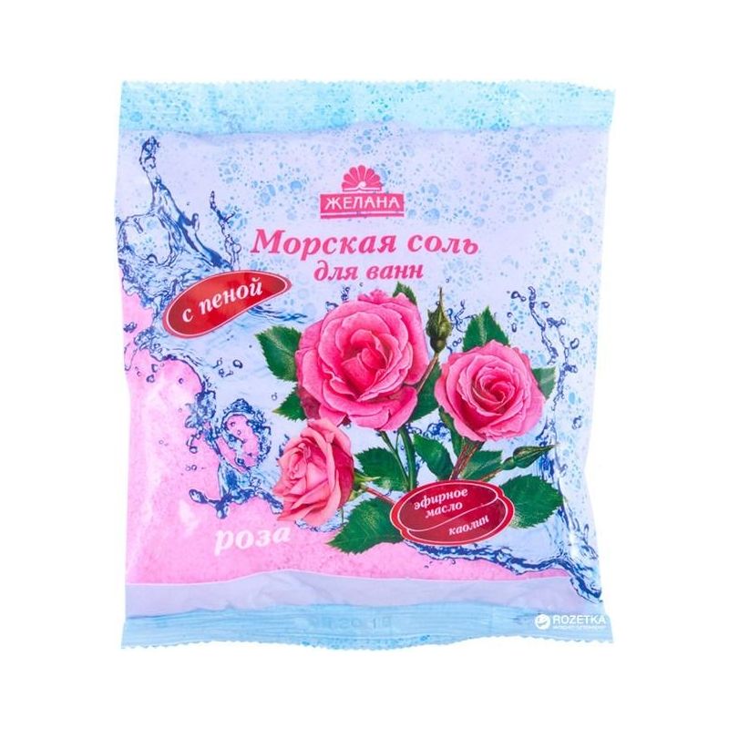 Jūras vannas sāls ar putām un kaolīnu "Rose" 500g Želana