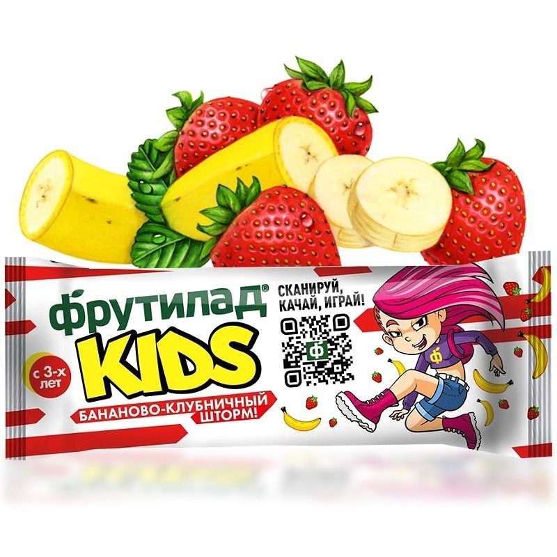 FRUTILAD KIDS BANAAN JA MAASIKAD TOORBATOON 25G Beloe Derevo